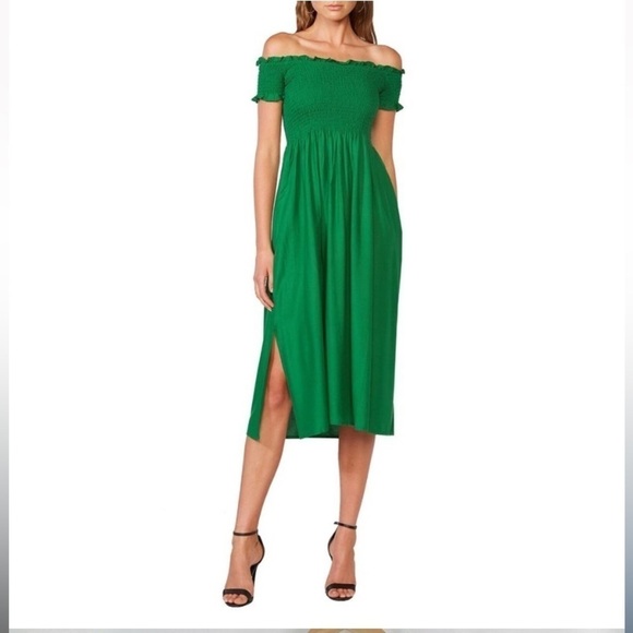 Bardot Cindy Off The Shoulder Dress green Size 6 - Picture 1 of 9